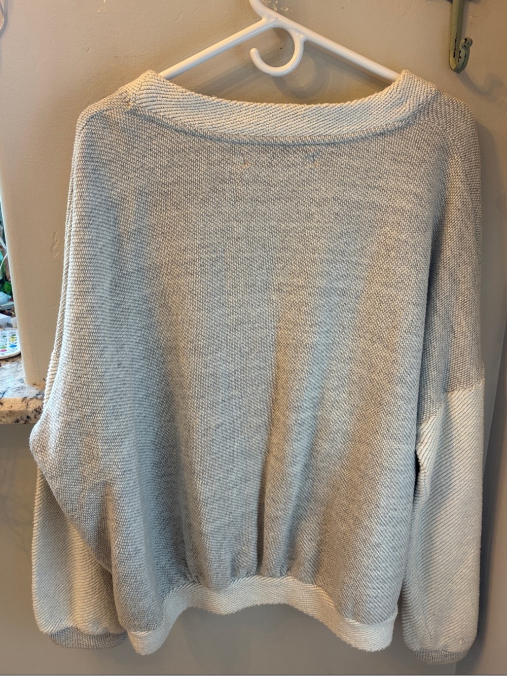 Free People Two-Tone Scoopneck Sweater in Light Gray and Cream - Picture 3 of 3